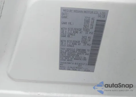 2018 Nissan Pathfinder Sv from USA, damaged, VIN 5N1DR2MM7JC654523